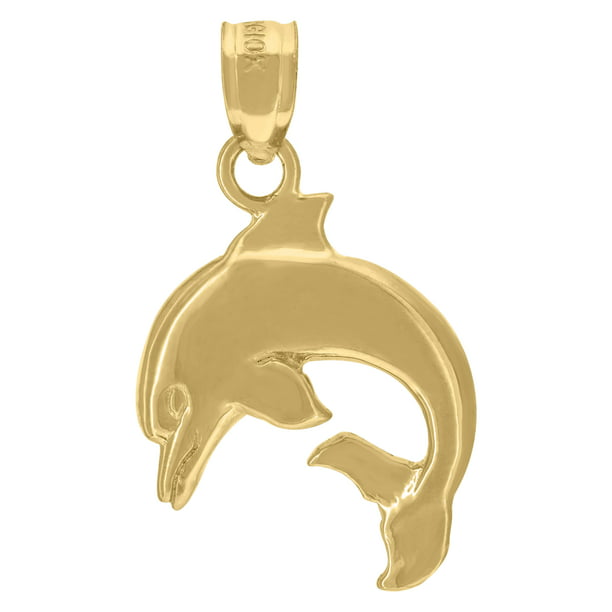 Silver Yellow Plated Dolphin Pendant 20mm 